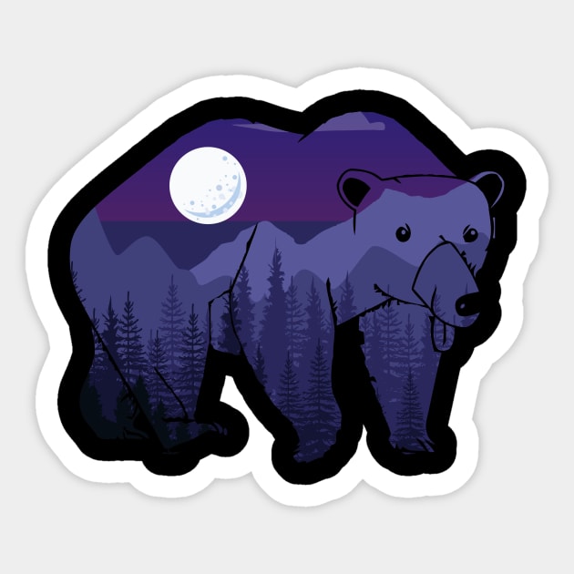 BEAR AT NIGHT Sticker by CloudyStars